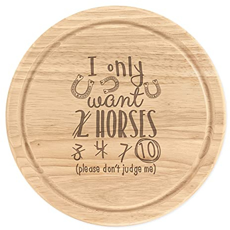 I Solo Want 2 Caballos Madera para Picar Tabla de Quesos Redondo 25cm