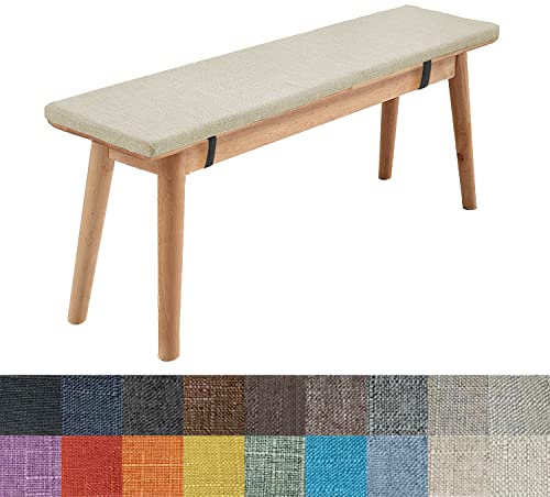 WTHYGB Bankauflage Bankkissen 90 X 40 X 5CM Waschbare Rutschfestes 5CM Dickes Gartenbank Sitzkissen mit Abnehmbarem Bezug, Stuhlkissen für Garten Terrasse Esszimmer Küche, 148 Größen/18 Farben (Beige)