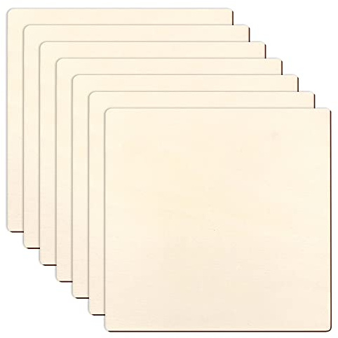 Haohai 6 Stück 20 x 20 cm Holz zum Basteln, unlackierte quadratische Holztafel, Holzausschnitte für Türgestaltung, Malerei (6 Stück Quadrate)