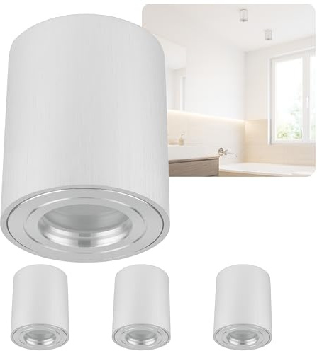Sweet LED 4 stycken byggspotlights badrum IP44 aluminium GU10 takfläck 95 mm våtrum badrum våtområde bygglampa 230 V monteringspot aluminium borstad, rund