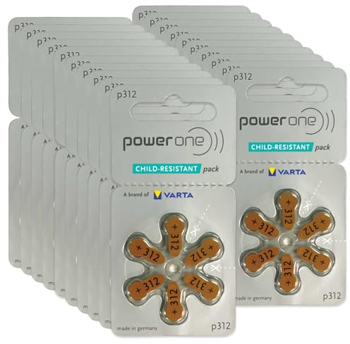 Power One Hearing aid Batteries Size 312 - p312 Battery for Hearing aid, Long-Lasting. Mercury-Free 1.45v zinc-air Hearing aid Batteries. (120 Batteries) - Expiration Date June 2028