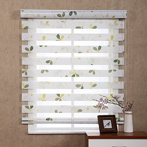 XUNFAKEJI Doppelrollo mit Gemustert,Duo Rollos für Fenster,Zebrarollo,lichtdurchlässig und verdunkelnd Wandmontage Sichtschutz,für Tür Fenster,mit Zubehör,Anpassbar (W110xH130cm)