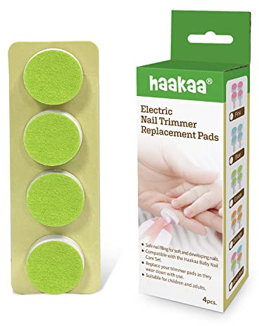 haakaa Elektrisk nagelklippare ersättningskuddar baby nagelklippare huvuden för standard baby nagelfil, lämplig för 6–12 månader, grön
