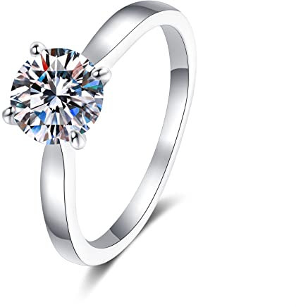 BCughia Vorsteckring Silber, Ehe Ring Silber Weiss Rundschliff Zirkonia 4 Zinken Set Ringe Hochzeit Geschenk für Damen Größe 54 (17.2)