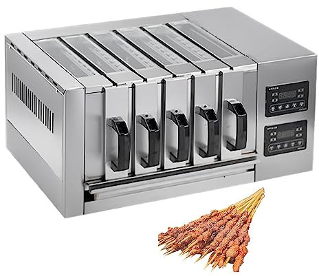 Macchina Commerciale, Griglia per Barbecue a Cassetto Commerciale, Macchina per Spiedini di Carne per Barbecue Elettrica Multifunzionale a 3/5/7 Strati con Regolazione della Temper