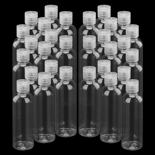 JAPCHET 30 PCS 100ml Clear Plastic Travel Bottles with Flip Cap, Plastic Empty Squeeze Bottles, Small Refillable Portable Containers for Toiletry, Lotion, Travel Bottles