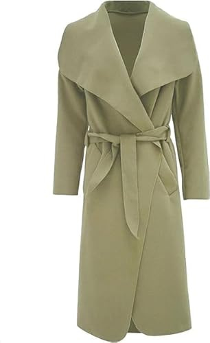 BloomFashion® Womens Long Sleeve Belted Oversized Italian Duster Coat - Ladies Celebrity Style Drape Waterfall Jacket Cardigan with Pocket Plus Size UK 8-22