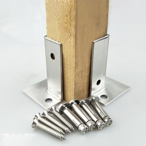Pfostenträger Aufschraubhülse Verstellbarer Pfostensockel Für Beton, 2 4 Stück Holz Zaun Pergola Brackets/Half Column Anker Für Deck Geländer Mailbox, Silberne Quadratische Pfosten Hülse (Color : 2