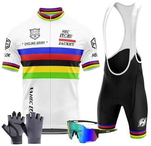 Ensemble Cyclisme Homme Manches Courtes – 9D Gel, Respirant | 9D Gel, respirant, séchage rapide, 3 poches arrière, cuissard à bretelles inclus, pour VTT et route