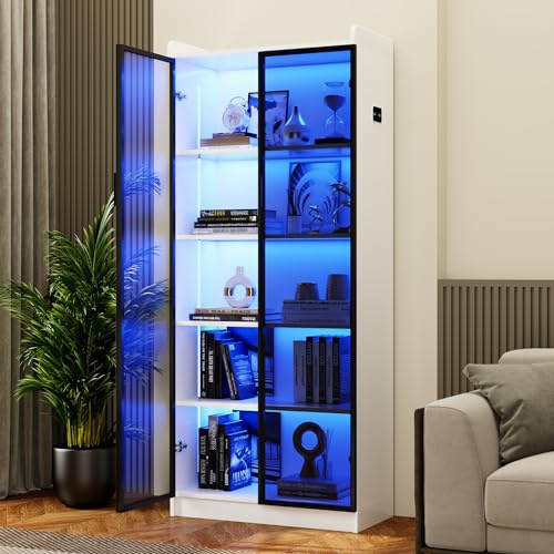 Dystler 65 Tall 5-Tier Display Cabinet with Doors and Adjustable Shelves