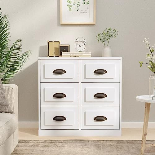 HETFTJN Sideboard, Kommode Wäscheschrank Besenschrank Nachtschrank Geeignet für Wohnzimmer Schlafzimmer Dorm Flur Hochglanz-Weiß 70x35,5x67,5 cm Holzwerkstoff