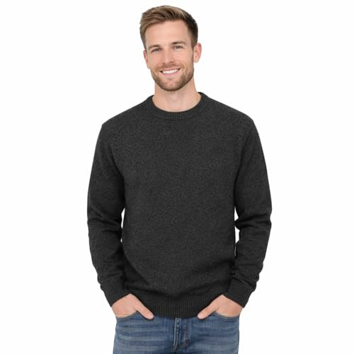 Blu Apparel Men's Jumpers Knitted Crew Neck Jumper Long Sleeve Soft Knitwear Pullover Sweaters for Men Winter Warm (UK, Alpha, M, Regular, Regular, Charcoal)