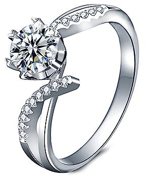 KnSam Diamantring Weißgold Au585 14 Karat, 1ct Labor Erstellt Diamant Partnerringe Klassiker Rund Design, 14K Gold Pärchen Ringe Echt Schmuck für Damen, Gr.56 (17.8)