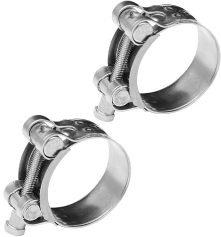 ALI2 2 Pièces Colliers De Serrage à Boulon,Moto Collier De Tuyau d'Échappement,Collier De Serrage Inox,Collier De Serrage Tuyau,Colliers De Manchon Echappement,Collier d'échappement (26-28mm)