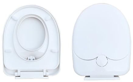 Familien-Toilettensitz mit Absenkautomatik, integrierter Kindersitz, Töpfchentraining, 2-in-1-Toilettensitz mit einfacher Befestigung oben, ovaler V-/D-förmiger Toilettendeckel (weiß, D-förmig)
