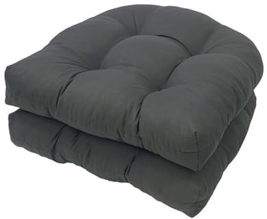 FYHTC Stuhlkissen 2er Set, Sitzkissen Stuhl 48 X 48cm, Bequeme Sitzauflagen Sitzpolster Stuhlauflage für Gartenstuhl, Polster Kissen für Gartenmöbel, Wasserdichtes Stuhlkissen(Dark Gray)
