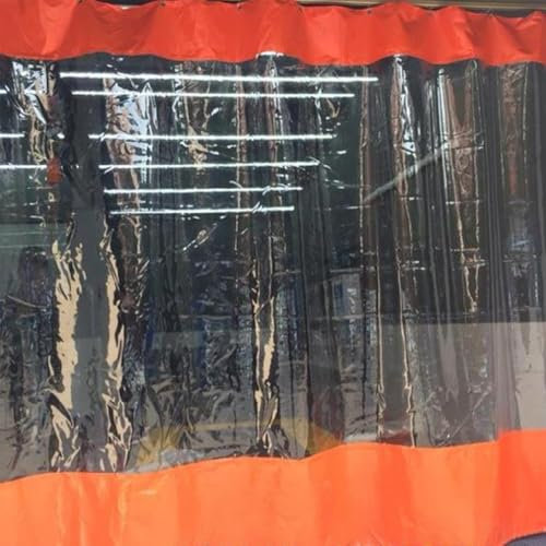 Qgtxf Tende Divisorie Industriali Tenda per Porta in Plastica Pannello Tela Cerata Trasparente Senza Spazio Divisorio per Binari Tende Rapidamente per Garage Magazzino(Size:3.5x2.4m,Color:Orange)