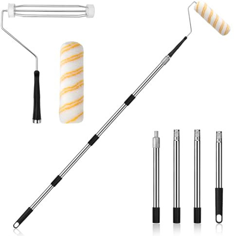 VZXZXE Rullo di vernice con estensione rimovibile, rullo di colore in acciaio inox, adatto per ufficio, casa, scuola, soffitto