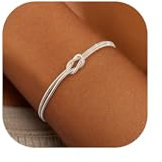 ZHESHY Armband Damen Gold Silber Ketten Armbänder Set 14k Vergoldet Charm Armkette Verstellbare Stapelbare Herz Knoten Büroklammer Perlenarmband Goldene Armbander Bracelet Schmuck Frau Frauen