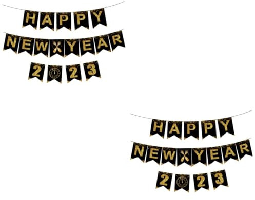 TOYANDONA 2sätze Neujahrsbanner Festliche Fischschwanz-flaggen Für Silvester-dekoration Als Fotohintergrund Und Party-accessoire Für Feiern Und Anlässe