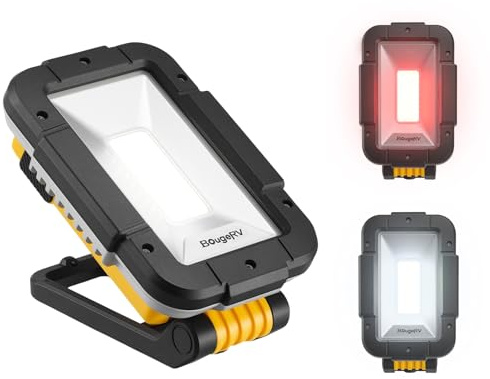 BougeRV COB-LED Werkstattlampe & Taschenlampe, Arbeitsleuchte mit 1600 Lumen, 10400 mAh, 180° Verstellbar mit Magnetfuß/Klipshaken, 1/4 Gewinde, Flutlicht & Spotlicht, für Camping, Werkstatt, Notfall