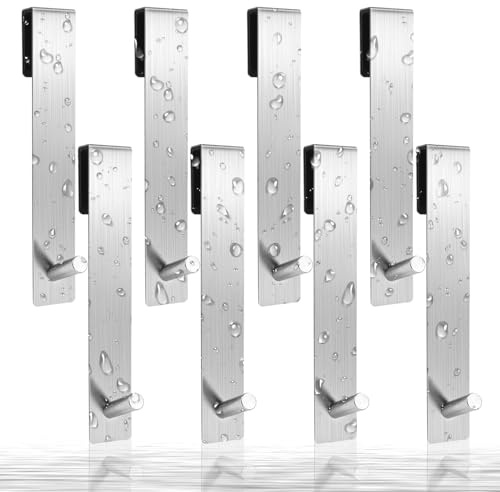 LOLYSIC 8 Stück Duschhaken ohne Bohren, Edelstahl Handtuchhaken, Handtuchhalter Duschwand mit Schutzmatte, Dusche Wand Glas Haken, Kleiderhaken für Badezimmer,für Badezimmer Wand (Silber