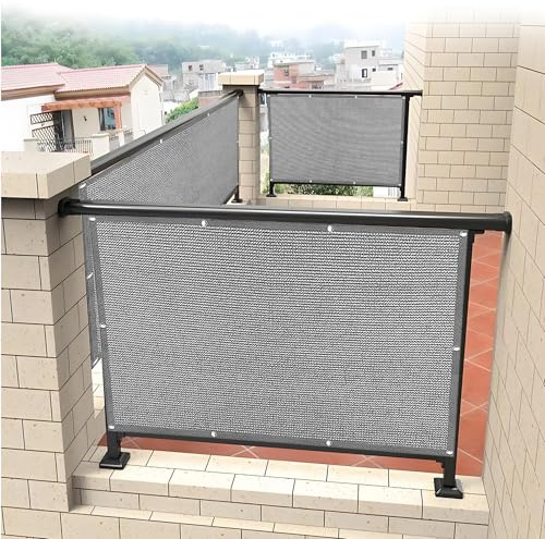 QINLIQIN Pantalla Privacidad Balcón 90 x 210 cm Transpirable Privacidad de Balcón y Pantalla con Ojales, Ataduras De Cables Malla sombreo para Exterior Terraza, Gris Claro