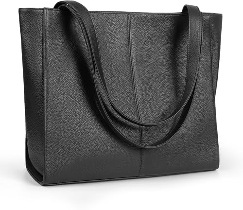 befen Borse Tote in Vera Pelle per Donna Grandi Borse a Spalla Donna Borsa Tote Laptop Borse a Mano da Signora con Scomparto per Laptop, Nero , Large