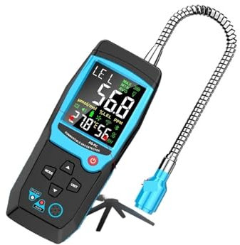 Détecteur de fuite de gaz combustible Gaz inflammable Méthane Testeur de gaz naturel Alarme sonore et lumineuse Compteur Déterminer l'emplacement de la fuite Capteurs précis pour une détection rapide(