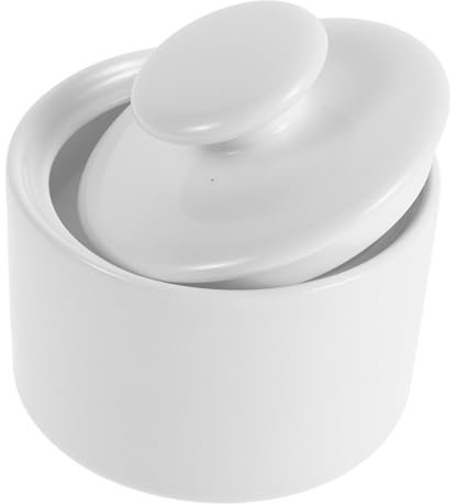 GLEAVI Sucrier Céramique 170 Ml Blanc Minimaliste avec Couvercle Étanche Conservation Fraîcheur Cuisine Bureau Vintage Compacte