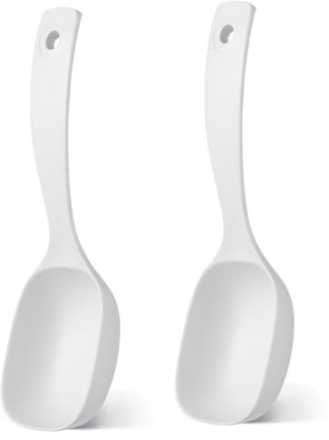 POPETPOP 2pcs Large Reusable Porridge Spoon Long Handle Soup Ladle for Cooking Canteen Home Use Resistant Kitchen Utensil