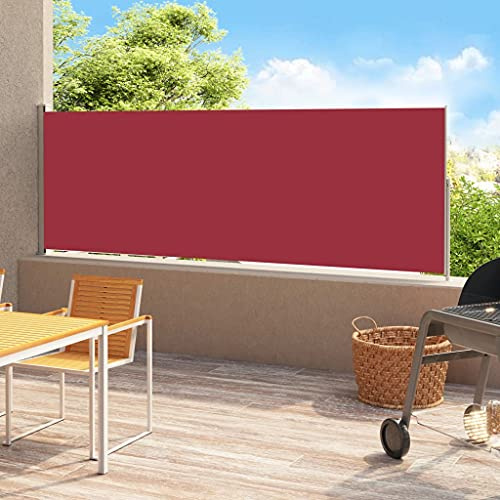 Toldo lateral retráctil de 180 x 500 cm, color rojo, para patio, balcón, cortavientos, protección UV, para exteriores, toldo ajustable para jardín