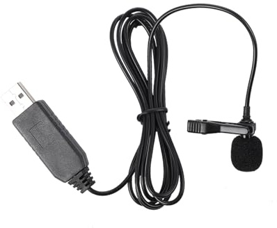 POPETPOP Microfono USB Omnidirezionale a Clip da Collo Cavo, Plug And Play, Resistente All'usura, Compatibile per Registrazione Vocale e Trasmissione Live