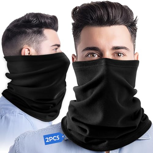 Showvigor 2 Stück Winter Loop Schal Herren & Damen, Baumwolle Atmungsaktiv Schlauchschal Halswärmer Halstuch Winddicht Ski Maske Warmer für Outdoor Skifahren Motorrad Laufen Radfahren