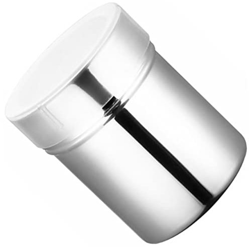 Amosfun 1 Pièce Récipient à Épices Inox avec Tamis Saupoudreuse pour Sucre Cacao Sel et Épices Conteneur de Rangement Élégant pour Cuisine Facile à Nettoyer et Corrosif
