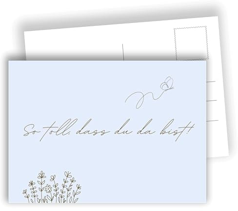 Edition Colibri Elegante Minimalismus-Postkarten – So toll, dass du da bist! – Dankeskarte | Set mit 10 flachen Karten (A6) – Rückseite zum Beschreiben