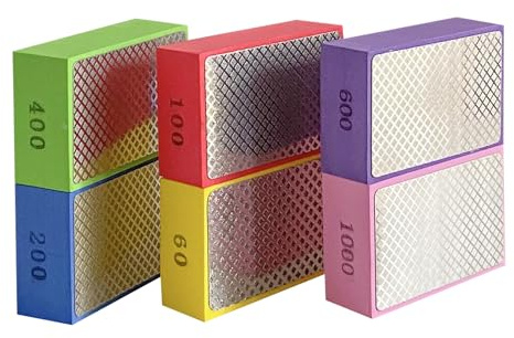 6PCS Hand Diamond Polishing Pads,Diamond Sanding Blocks 60# 100# 200# 400# 600# 1000# Grit Sanding Block Polishing Grinding Block Glass Polishing Kit for Wood Tile Glass Stone Ceramic