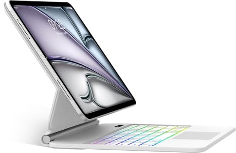 SENGBIRCH Magic Keyboard Case for iPad Air 13 (M4 2026/M3 2025/M2 2024) - UK Layout 7 Colors Backlit Trackpad Bluetooth Keyboard, Floating Magnetic Design Case for iPad Pro 12.9 6th-3rd, White