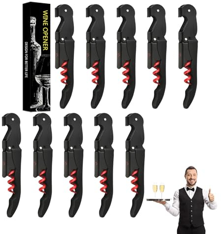 Kellner Korkenzieher Wein Kellnermesser Weinöffner Weinflaschenöffner Wein Öffner Flaschenöffner Wein Kellnermesser Profi Kellnerbesteck Bottle Opener (5, Schwarz Rot)