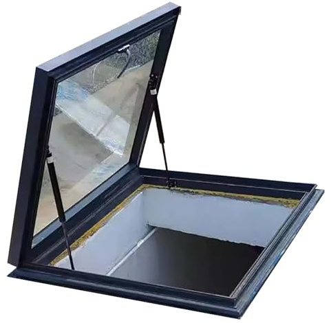 Fenêtre de toit pour abri de jardin, sous-sol et garage, ventilation manuelle, taille personnalisée (85 x 45 cm), idéale pour les toits plats et inclinés, éclairage de puits souterrain, solarium