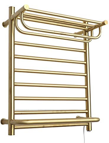 Electric Heated Towel Rail with Shelf,Thermostat Towel Rack 304 Stainless Steel Gold Wall Mount Radiator for Bathroom,Energy Efficient (Plug in) beautiful scenery