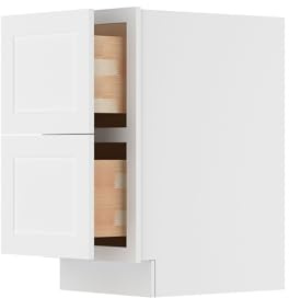 Furinno Shaker Drawer Base Kitchen Cabinet with 2-Drawers, Ready to Assemble, 24 D x 18 W x 34.5 H, White