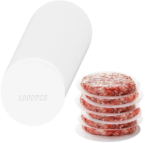 SLTAXAR 1000 Stück Burger Papier Rund 13cm Burgerpapier Backoblaten Antihaftbeschichtet Blatt Backpapier für Burgerpresse Fettdicht Backpapier Rund Trennpapier Antihaftpapier für Hamburger-Presse
