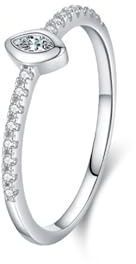 Stfery Bague de fiançailles en or blanc 18 carats avec diamant marquise cultivé en laboratoire - Bague de fiançailles empilable personnalisée pour femme, 11, Métal, Diamant créé
