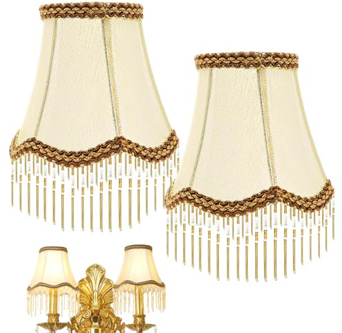 Lampenschirm Retro Hut Mit Fransen 2 Stück, Lampenschirm Vintage, Konisch Lampenschirme Stoff, Antike Lampenschirme Für E14 Tischlampe, Hängelampe, Wandlampen