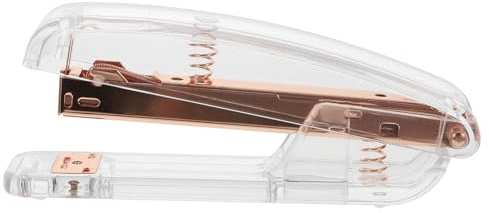 Alipis Rose Gold Plastic Stapler, Manual Book Stapling Tool for Students, School and Office Paper Binding