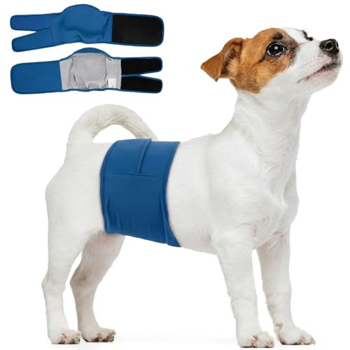 Kuoser Rüdenwindel Waschbar, Hundewindeln für Rüden, Windel Rüden, Blau, S | Hundewindeln für Rüden & Hündinnen Wiederverwendbar & Waschbar mit Klettverschluss verstellbar, Hunde Windeln Rüden saugfähig