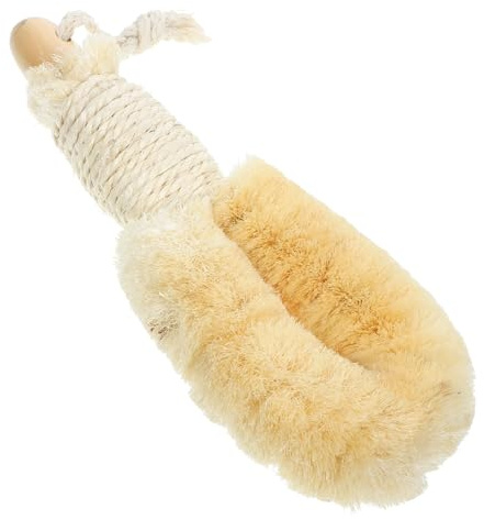 LRXIYODE Cepillo de Baño Exfoliante con Mango de Madera, Cepillo de Ducha para Adultos, Natural de Fibra de Agave, Resistente y Multiuso para Limpieza Corporal Seca y Húmeda