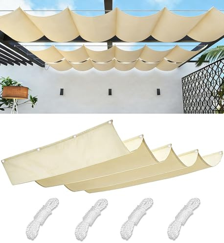 Tenda a Vela Ombreggiante a Onda Retrattile Impermeabile Protezione Raggi UV 95% Tenda da Sole Poliestere Antistrappo con Corde per Giardino Balcone Piscinae Terrazza 3x6M Crema