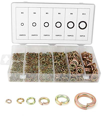 LMHHMIN 800 piezas arandelas elásticas de acero sujetadores de juntas elásticas accesorios de hardware con caja de almacenamiento